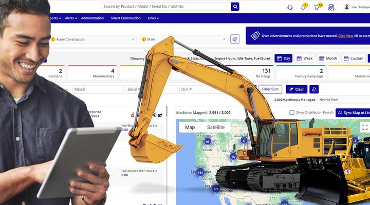 Telematics equipment monitoring and analysis Komatsu